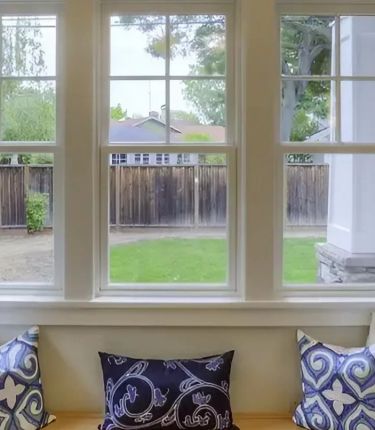 double hung window with cushions seat