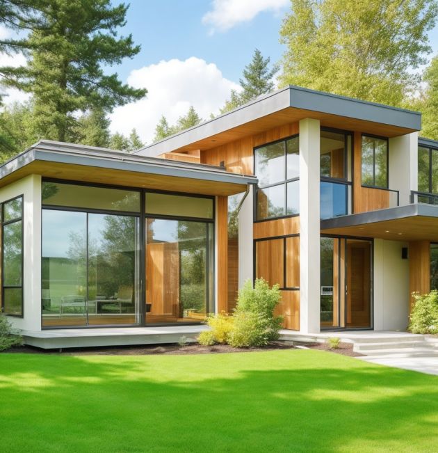 modern luxurious house custom shape windows